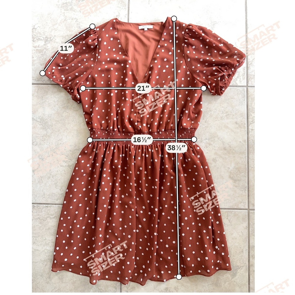 Madewell White Polka Dot Smocked Mini Dress Rust Brown XL Button Front V Neck - Picture 10 of 10